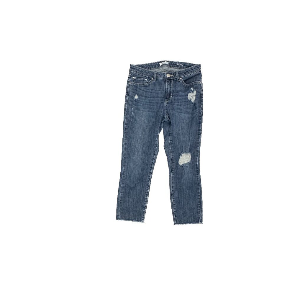 LC Lauren Conrad Skinny Jeans Womens 8 Dark Blue‎ Distressed Raw Hem Denim